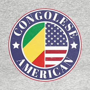 Proud Congolese-American Badge - Congo, Republic of the Flag T-Shirt